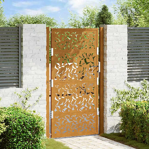 vidaXL Porte de jardin acier résistant aux intempéries design feuilles