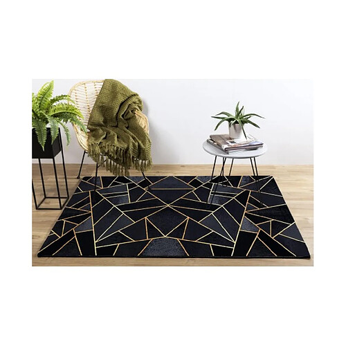 Mani Textile Tapis Grafic Noir Doré