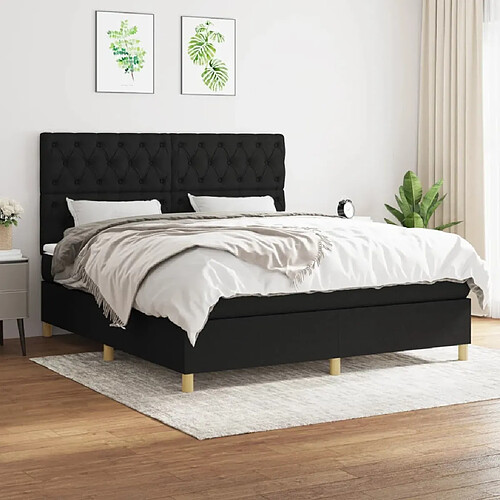 Maison Chic Lit Adulte - Lit simple Lit à sommier tapissier avec matelas moelleux - Meuble de Chambre - Noir 160x200 cm Tissu -MN85126