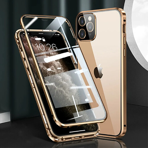 Coque en cadre métallique cadre d'installation magnétique double face complet or pour votre Apple iPhone 12 Pro