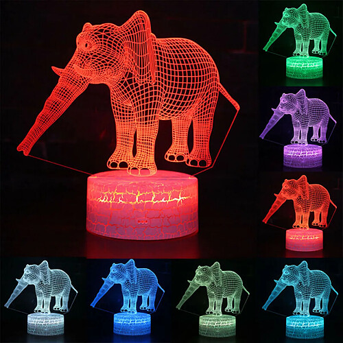 Universal 3D éléphant led lumineux chambre 7 couleurs changer bureau lampe enfant cadeau