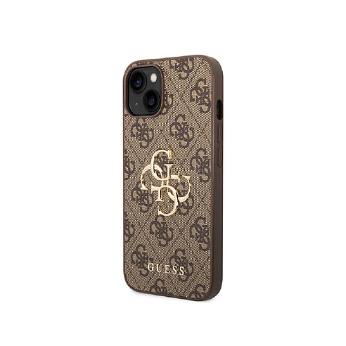 Guess Maroquinerie Guess Coque pour Apple iPhone 15 PU 4G Big Marron