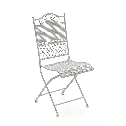 Decoshop26 Chaise de jardin en fer forgé blanc vieilli MDJ10023