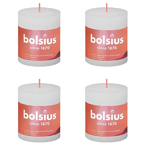 Bolsius Bougies pilier rustiques Shine 4 pcs 80x68 mm Blanc nuageux