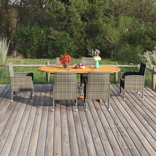 Salle à dîner de jardin 7 pcs,Table et chaise à manger Résine tressée Anthracite -MN58817