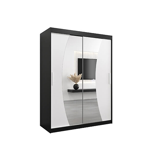 Abiks Meble Armoire Wave à portes coulissantes 200/150/62 2 portes (noir/blanc)