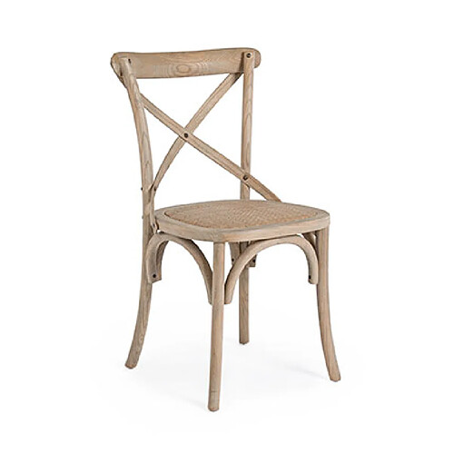 Mes Chaise bistrot 50,5x52x87 cm en bois et rotin naturel - KNEI