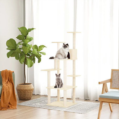 vidaXL Arbre à chat avec griffoirs en sisal Crème 153 cm