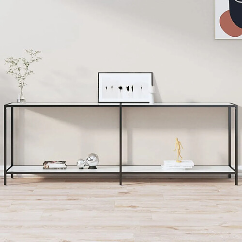 vidaXL Table console Blanc 220x35x75,5 cm Verre trempé