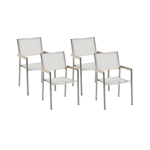 Beliani Lot de 4 chaises GROSSETO Empilable Acier inox Blanc