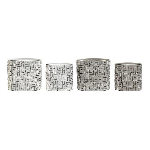 DKD Home Decor Set de pots - Gris Ciment Blanc