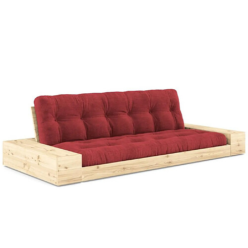 Inside 75 Canapé lit futon BASE rouge couchage 130cm dossiers et accoudoirs coffres