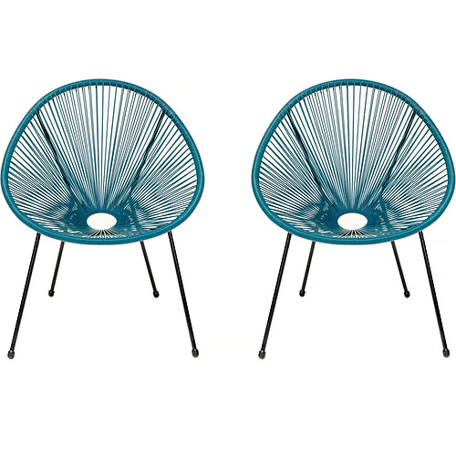 Habitat Et Jardin Lot de 2 fauteuils de jardin Ania - Bleu clair