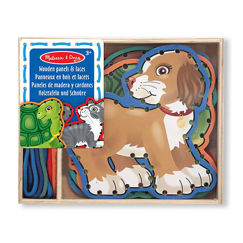 MELISSA & DOUG - 5 Panneaux En Bois Et 5 Lacets Assortis - Animaux Domestiques