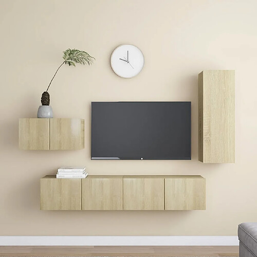 vidaXL Ensemble de meuble TV 4 pcs Chêne sonoma Bois d'ingénierie