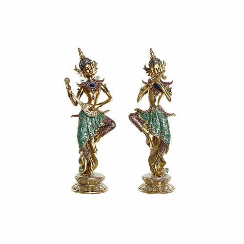 Figurine Décorative DKD Home Decor Doré Buda Résine (2 pcs) (14 x 11 x 41 cm)