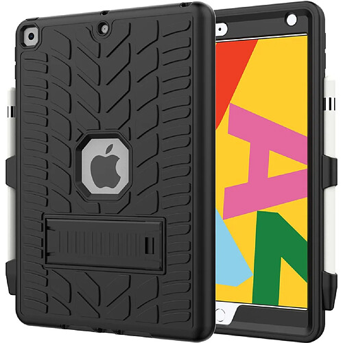 Coque en TPU + silicone anti-chute, surface de pneu froide, hybride noir pour votre Apple iPad 10.2 (2020)/(2019)