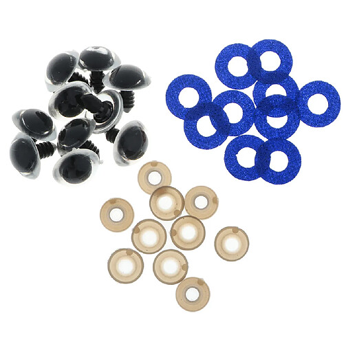 10pcs yeux de jouets de sécurité en plastique + non tissés paillettes + rondelle 18mm bleu foncé