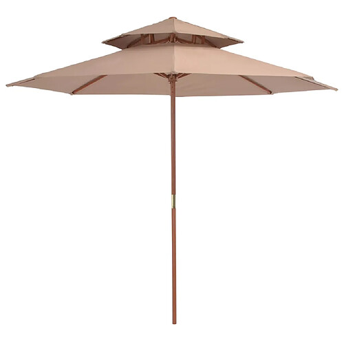 Helloshop26 Parasol double avec mât en bois 270 cm taupe 02_0008440