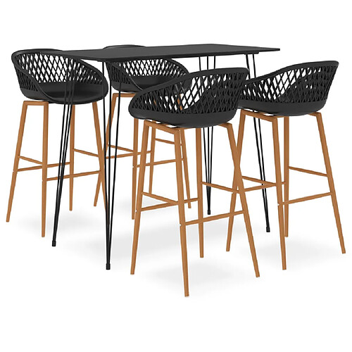 vidaXL Ensemble de bar 5 pcs Noir