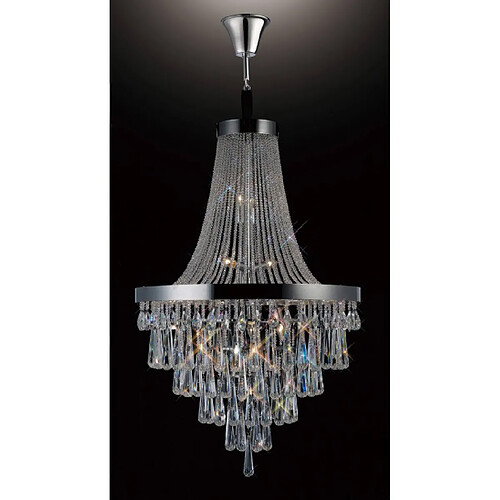 Luminaire Center Suspension Sophia 17 Ampoules chrome poli/cristal