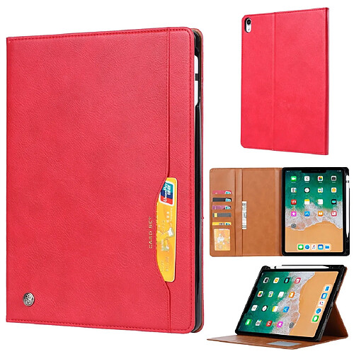 Wewoo Housse Étui Coque en cuir à rabat horizontal avec texture pour peau iPad Pro 11 pouces 2018avec cadre photo et supportlogements cartesportefeuille et fente stylo Rouge