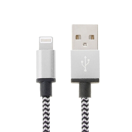 Wewoo Câble argent pour iPhone 6 & 6 Plus, 5 & 5S & 5C, iPad Air 2 & Air, mini 1/2/3, iPod touch 5 2m tissé style Lightning à USB données de synchronisation / de chargement,