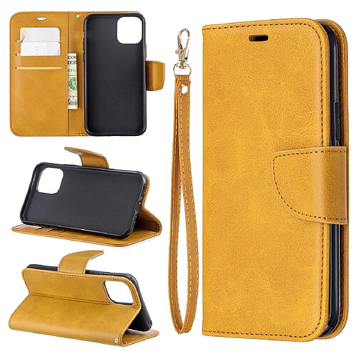 Wewoo Coque Étui en cuir PU avec une texture horizontale de mouton rétro pour iPhone 11 Pro support et emplacements cartes et portefeuille et lanière Jaune