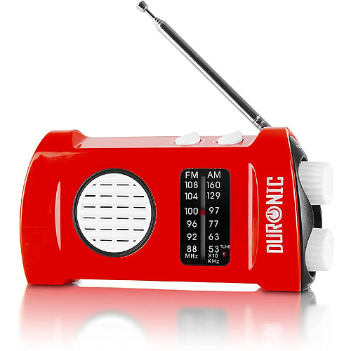 Duronic Ecohand Radio AM/FM à Dynamo avec Lampe Torche - Ne nécessite Aucune Pile - Idéal pour Camping, randonnées, Jardin, Bricolage