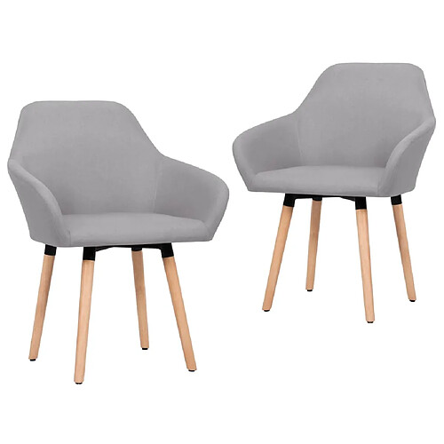 vidaXL Chaises à manger lot de 2 gris clair tissu