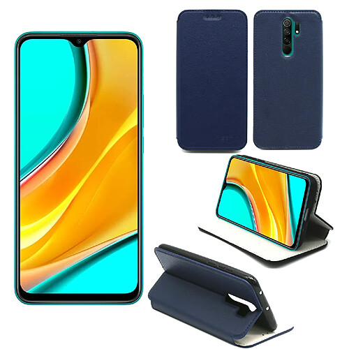 Xeptio Xiaomi Redmi 9 Etui Protection Portefeuille bleu à Rabat avec Porte Cartes - Housse pochette