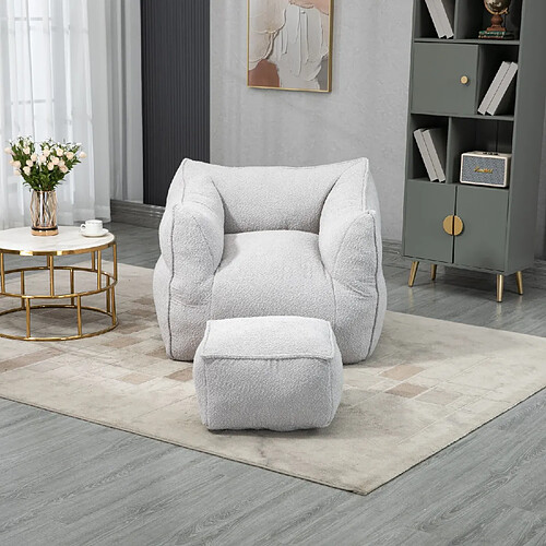 KOMHTOM Fauteuil double confortable, chaise longue d'intérieur super douce, fauteuil moderne avec accoudoirs, gris