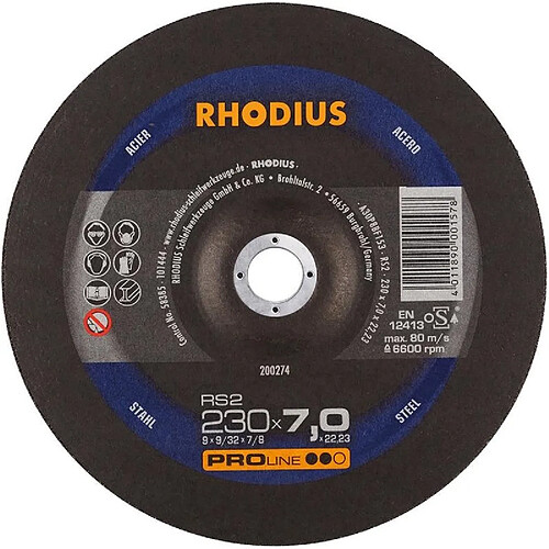 Disque de coupe RS2 230 x 7,0mm Acier Rhodius(Par 10)