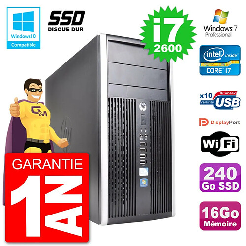 PC HP 6300 MT Intel Core i7-2600 RAM 16Go SSD 240Go Graveur DVD Wifi W7 · Occasion