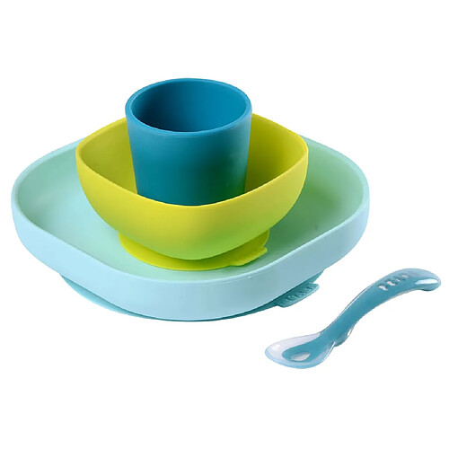 Beaba Service de repas 4 pcs Silicone Bleu et vert