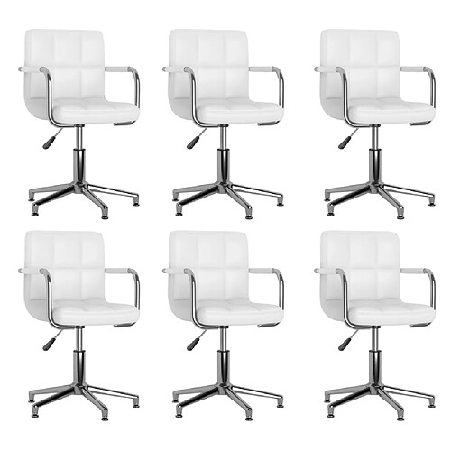 vidaXL Chaises à manger pivotantes lot de 6 blanc similicuir