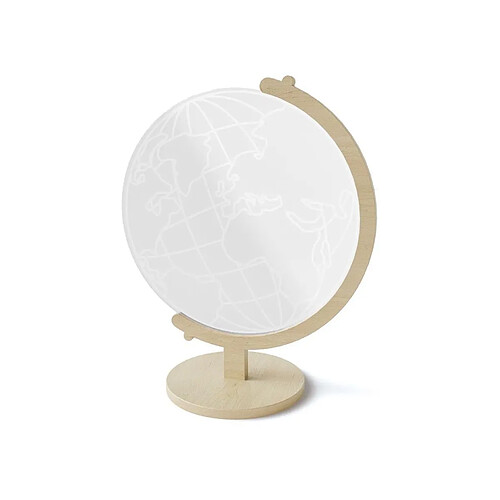 Fisura Lampe à poser support bois et plaque plexi led World.