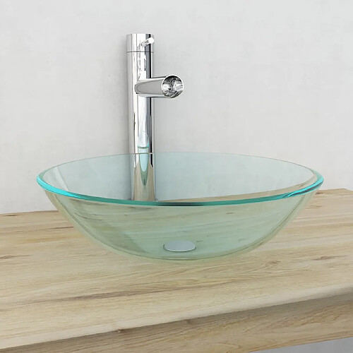 vidaXL Lavabo Verre trempé 42 cm Transparent