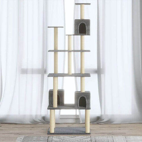 vidaXL Arbre à chat avec griffoirs en sisal Gris clair 188 cm