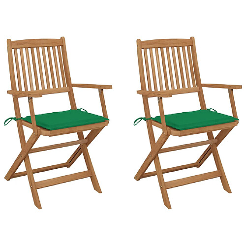 vidaXL Chaises pliables de jardin lot de 2 avec coussins Bois d'acacia