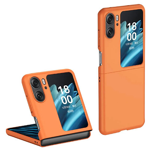 Htdmobiles Coque pour Oppo Find N2 Flip 5G - housse etui rigide 360 integrale (avant et arriere) - ORANGE