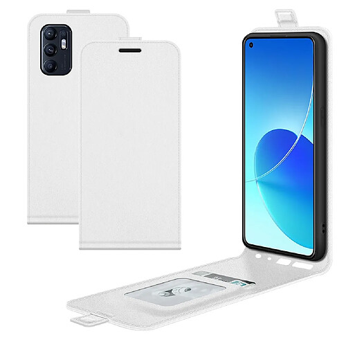 Coque en TPU + PU antichute, Crazy Horse vertical blanc pour votre Oppo Reno6 4G