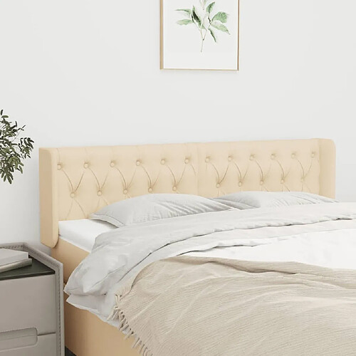 Maison Chic Tête de lit scandinave avec oreilles,meuble de chambre Crème 147x16x78/88 cm Tissu -MN16060