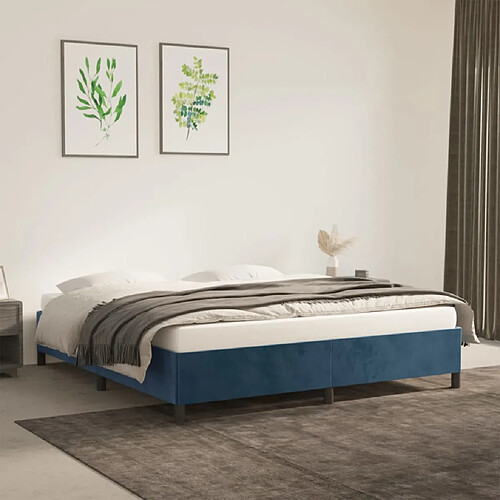 vidaXL Cadre de lit sans matelas bleu foncé 160x200 cm velours