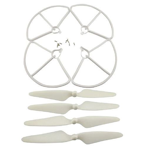 CW CCW Propellers u0026 Protection Frame Cover Set Pour Hubsan H501S Blanc