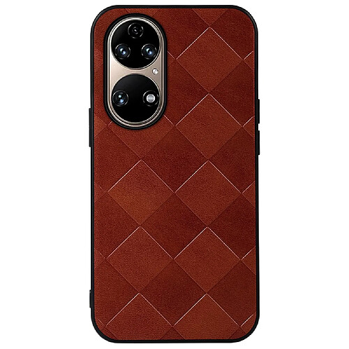 Coque en TPU + PU texture grille, antichoc rouge pour votre Huawei P50