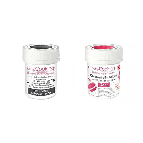 Scrapcooking 2 colorants alimentaires en poudre - rose-noir