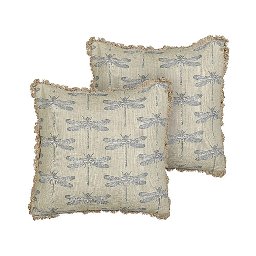 Beliani Lot de 2 coussins CORNALES Coton 45 x 45 cm Animal Beige