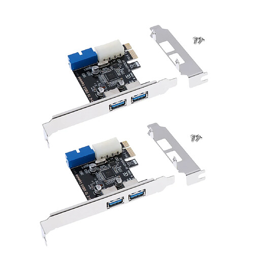 Convertisseur D'adaptateur de Carte D'extension 2Pcs PCI-E Vers Double USB 19 Broches