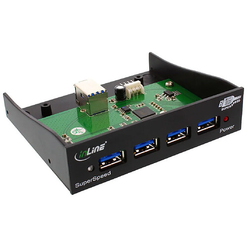 Alpexe Hub de panneau avant USB 3.0 InLine® à 4 ports pour lecteur de disquettes 3,5 "noir